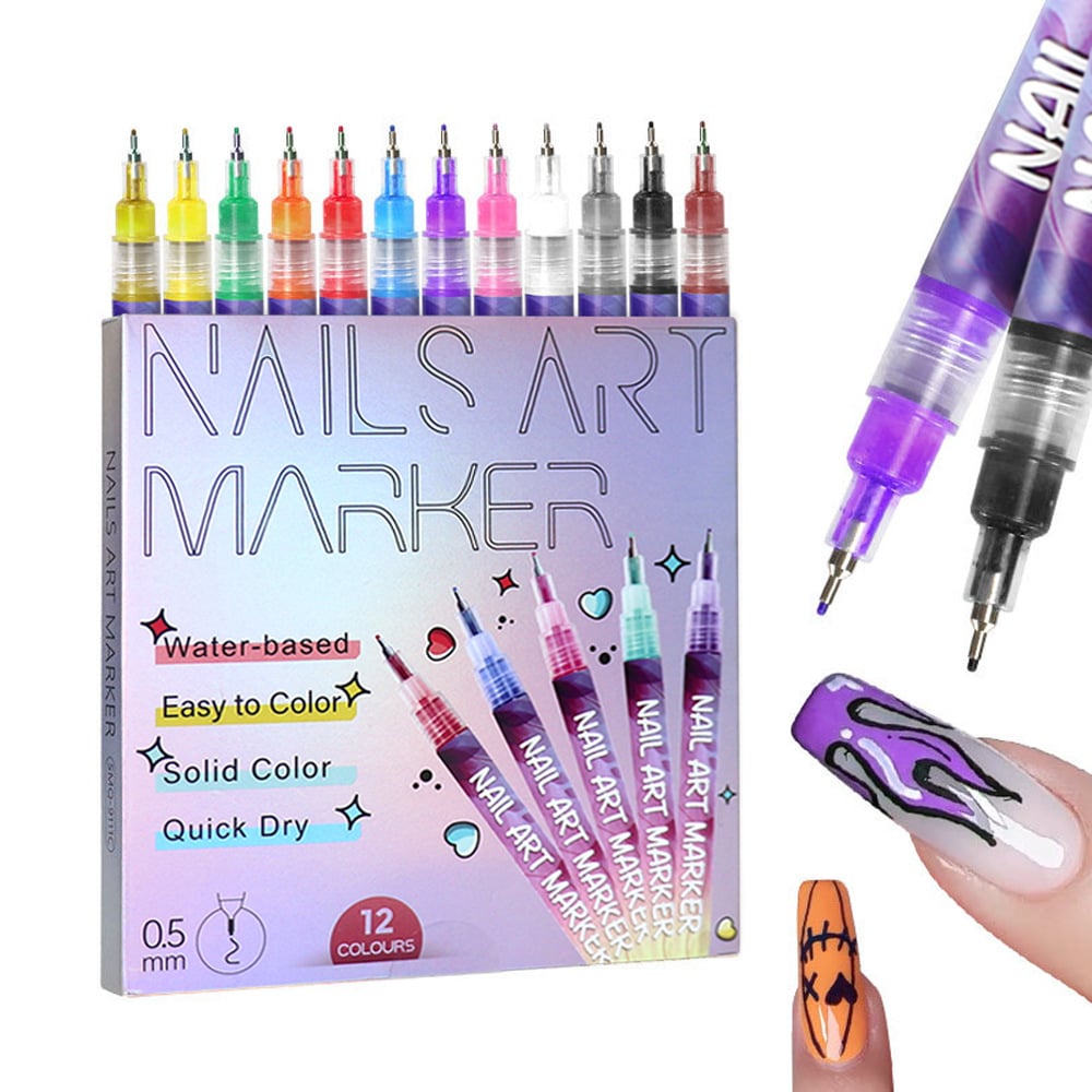 12-Color Nail Art Pen Set