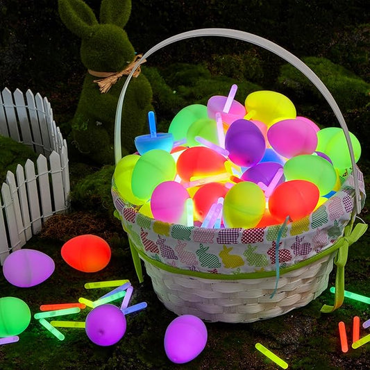 100 Glow-in-the-Dark Easter Eggs with 100 Mini Glow Sticks – Perfect for Easter Egg Hunts!